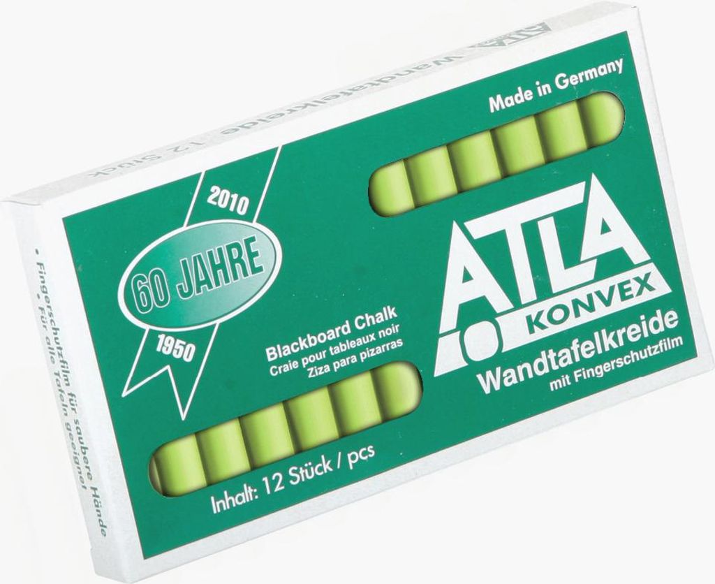 Farbkreide 12er Pack grün im Karton fettfrei, oval, staubarm