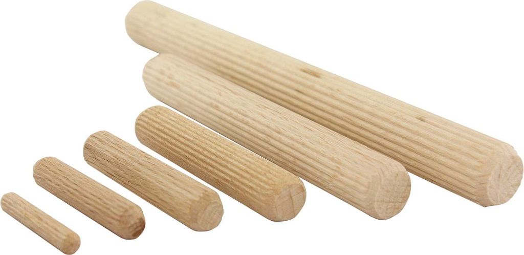 Jowe Holzdübel 12mm - Länge 60mm, Riffeldübel für eine starke Holzverbindung, Dübel aus Buche, gerillt - 1000 Stück