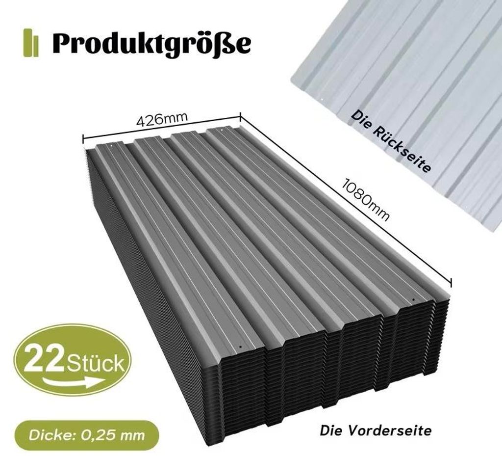 22x Trapezblech 10m² Profilblech Metall Blech Dachblech Produktbild 