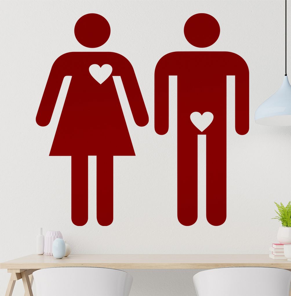 Mann und Frau Wandtattoo in 6 Größen - Wandaufkleber Wall Sticker - Dekoration, Küche, Wohnzimmer, Schlafzimmer, Badezimmer
