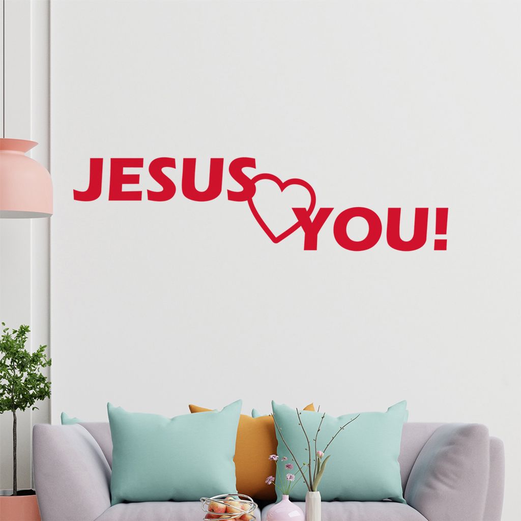 KIWISTAR Jesus Loves You! Jesus liebt dich! Text Wandtattoo in 6 Größen - Wandaufkleber Wall Sticker - Dekoration, Küche, Wohnzimmer, Schlafzimm...