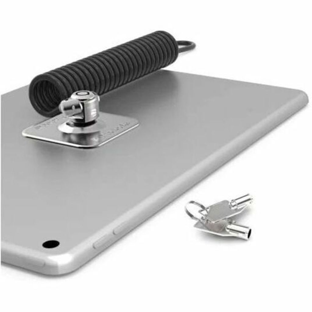 Compulocks Universal Tablet Lock with Keyed Coiled Cable Lock - Platte für Sicherheitskabelschloss für Tablet - Schwarz