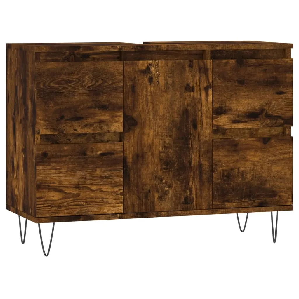 Armadietto Bagno SYFAX 80x33x60 Rovere Fumo per Famiglie