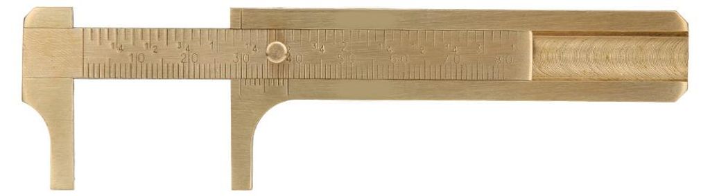 Messschieber mit doppelter Skala aus Messing für Schmuckhersteller, Messlineal, Original-Messschieber, 80 mm