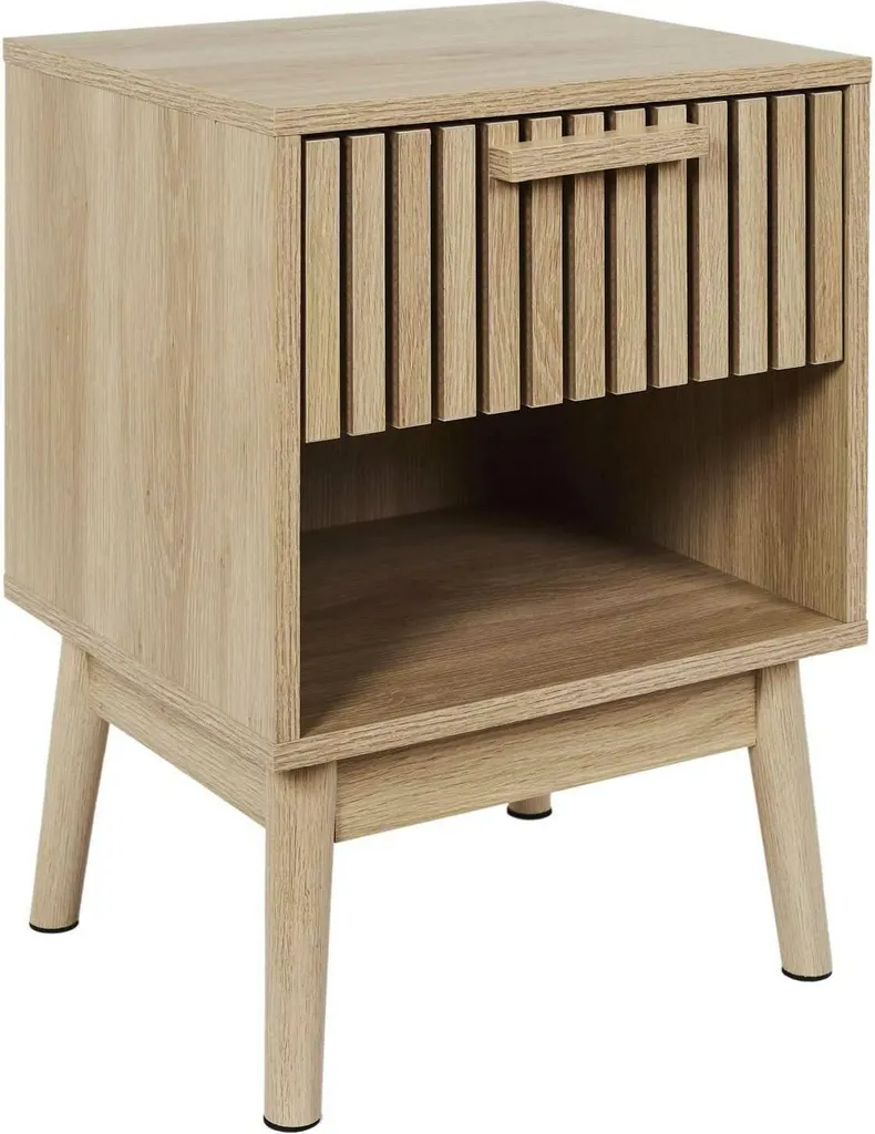 HowHomely Table de nuit 55 cm Beige avec tiroir et étagère de rangement