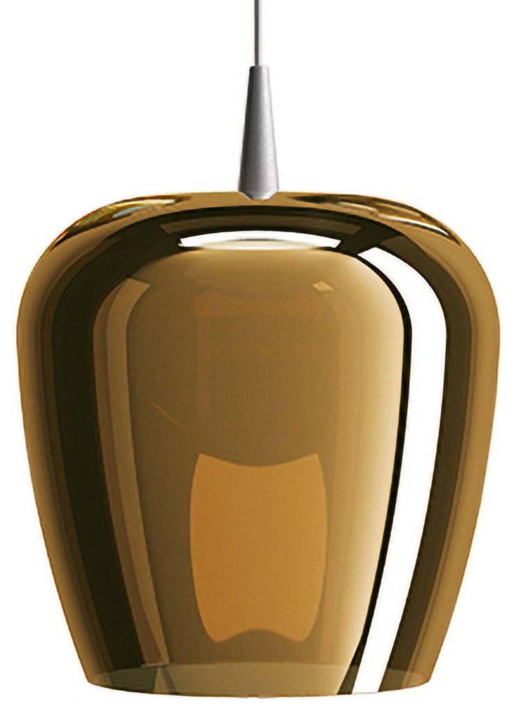 Zafferano Bilia LED-Pendelleuchte aus Borosilikatglas, Bronze-Finish, elegantes Glockendesign, mundgeblasen, Ø 27 cm, Höhe 333 cm, moderne Lampe