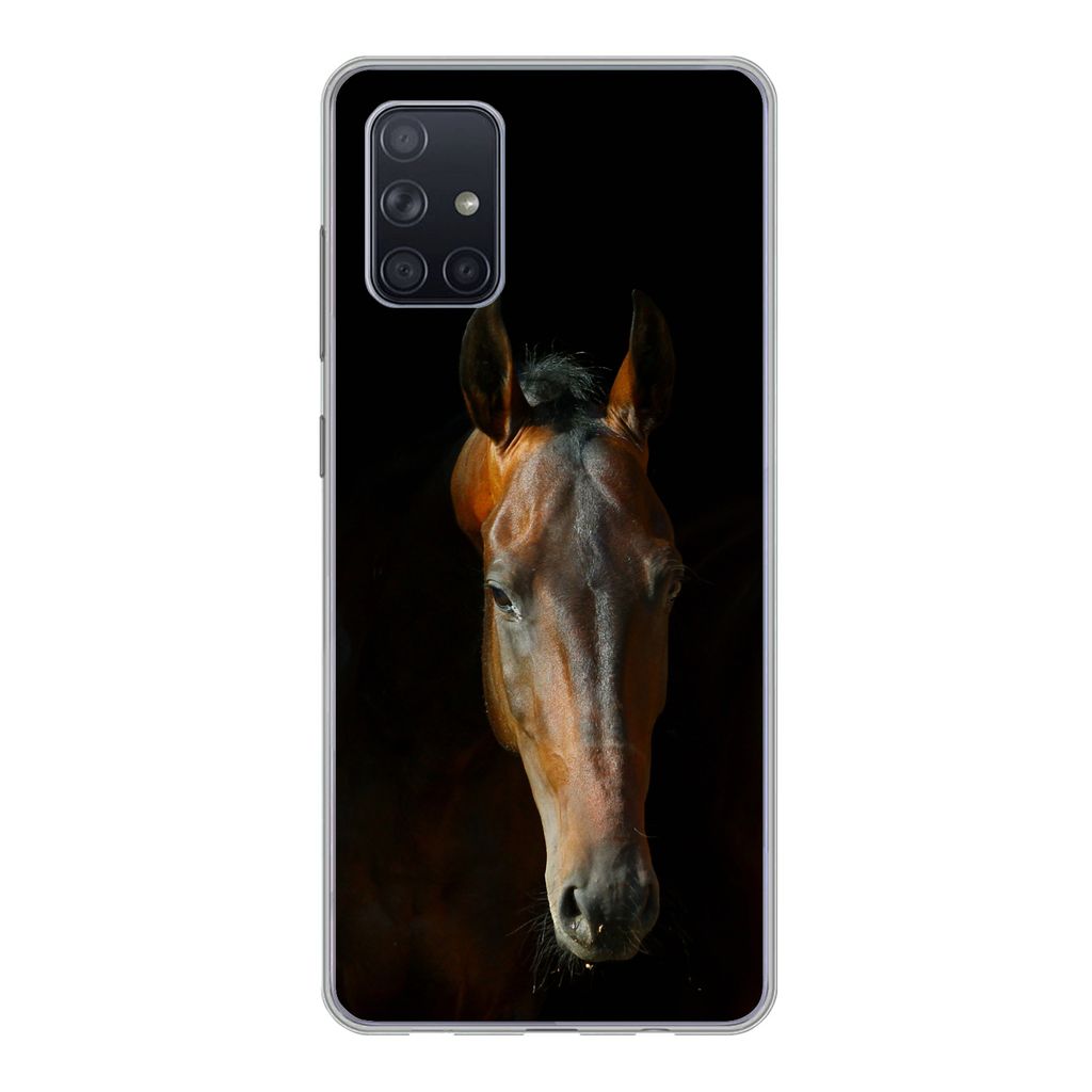 MuchoWow Handyhülle Schutzhülle Hülle für Samsung Galaxy A51 Pferde - Tiere - Braun Silikon Softcase Handy Hülle - Schutzabdeckung