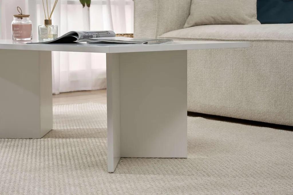 Table Basse Blanche Anti-Rayures Sabin - Mobilier Salon Facile Entretien - 4