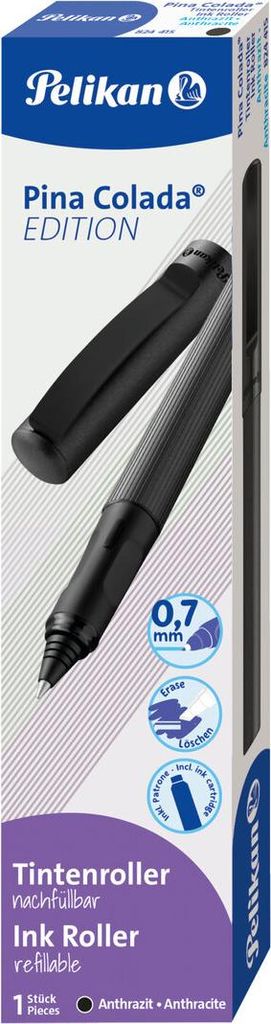 Tintenroller Pina Colada - 0,7 mm anthrazit metallic Faltschachtel. Packung mit 8 Stück