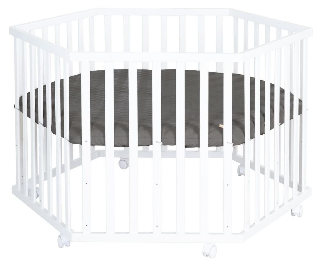 roba Laufgitter 6-eckig aus Holz weiß - Laufstall für Babys Produktbild 