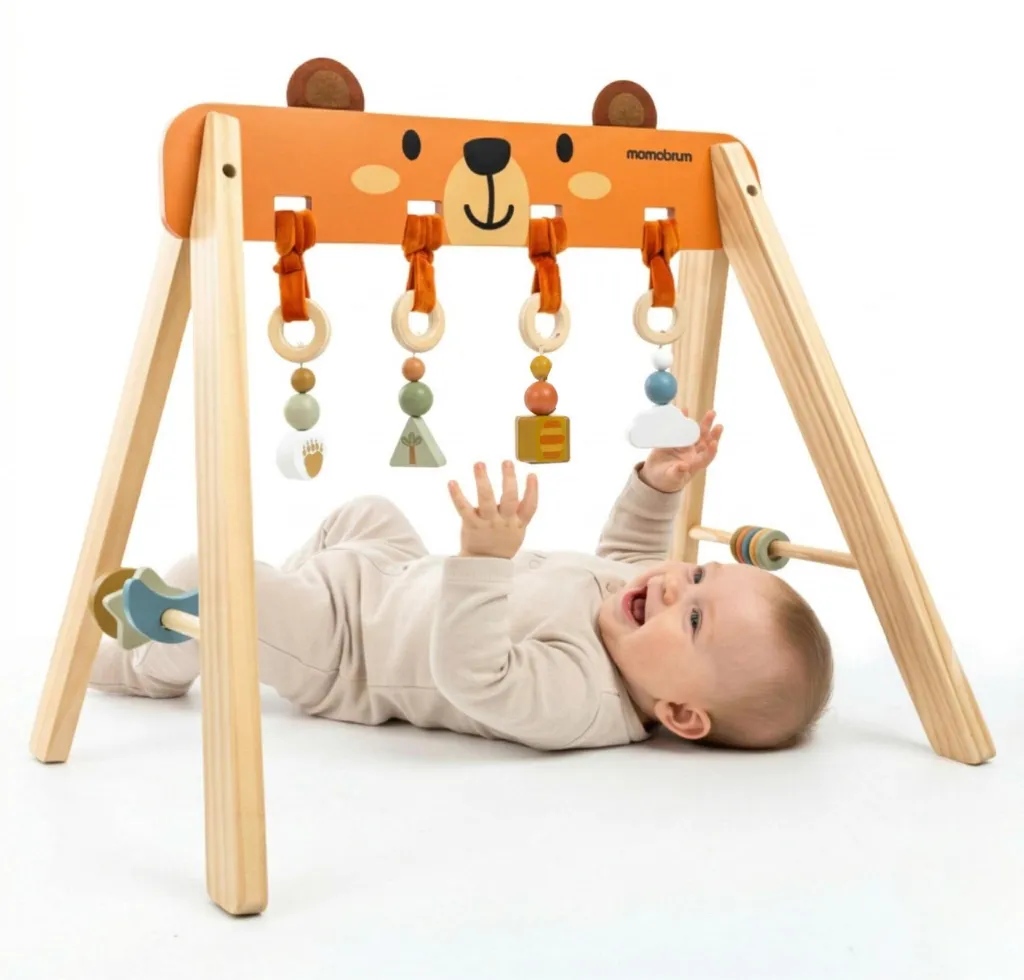 Arche de Jeu Montessori en Bois avec Jouets Suspendus pour Nouveau-né