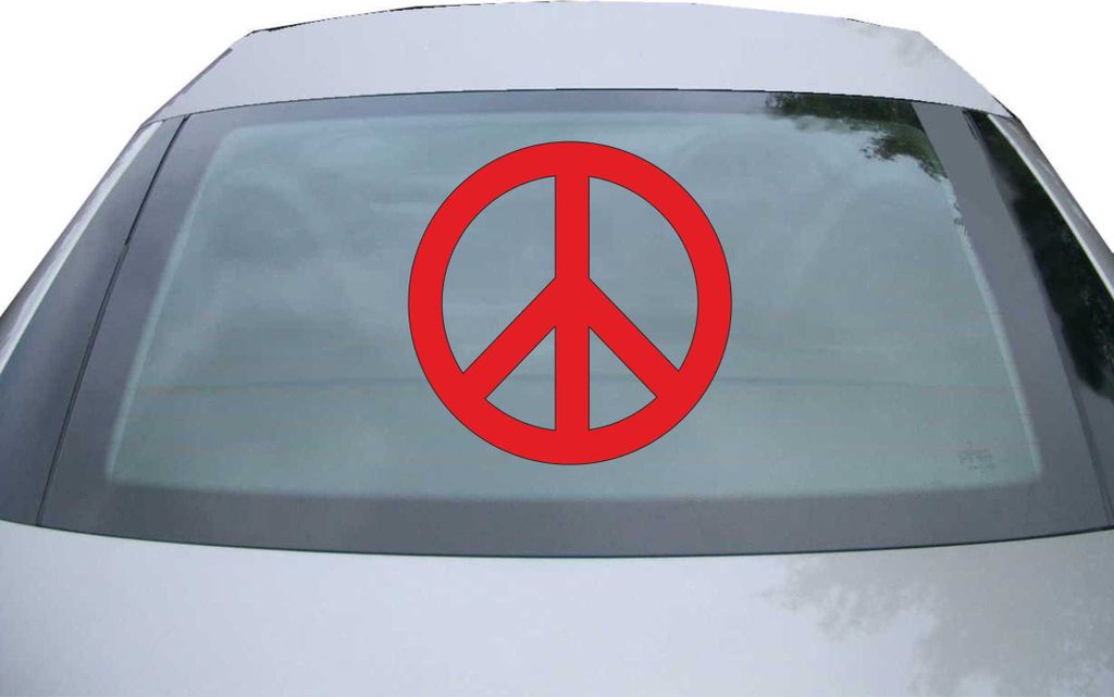Indigos UG - Aufkleber Heckscheibe & Motorklappe DE2291 - rot - 600x600 mm - Peace - Auto Scheiben Fenster Heckklappe Tuning Racing JDM - Die cut
