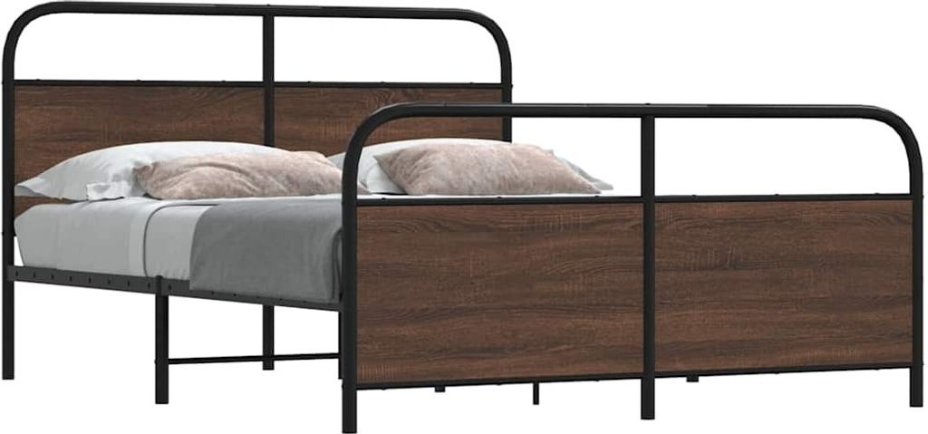 Maison Exclusive - Metallbett ohne Matratze Braun Eichen-Optik 160x200 cm
