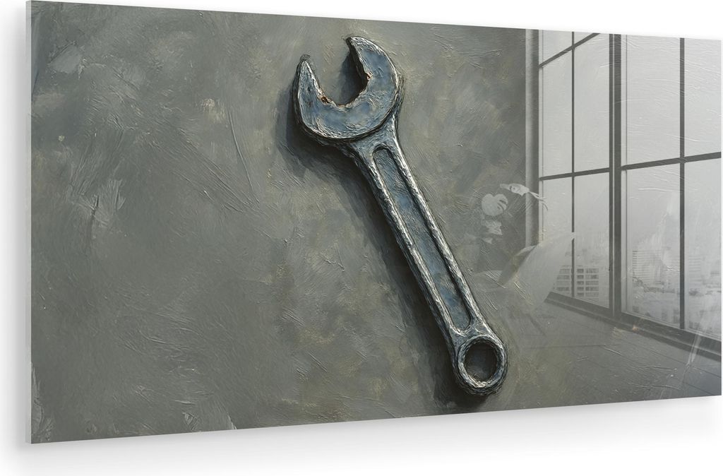 MuchoWow Glasbilder - Bilder auf Wandbild - Foto auf Glas Schraubenschlüssel - Malerei - Werkzeuge - Farbe 40x20 cm Wanddekoration aus Glas - Acry...