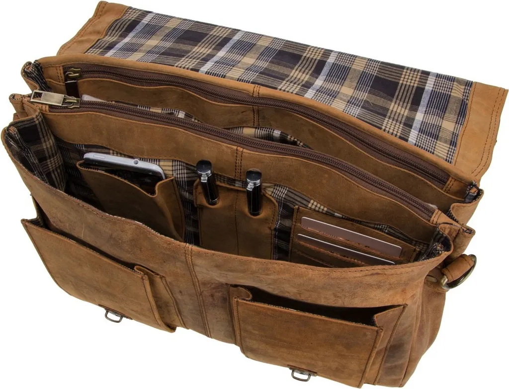 Sac Porte-Documents Harold's Antic Cuir Marron - Serviette Pro Compacte - 18