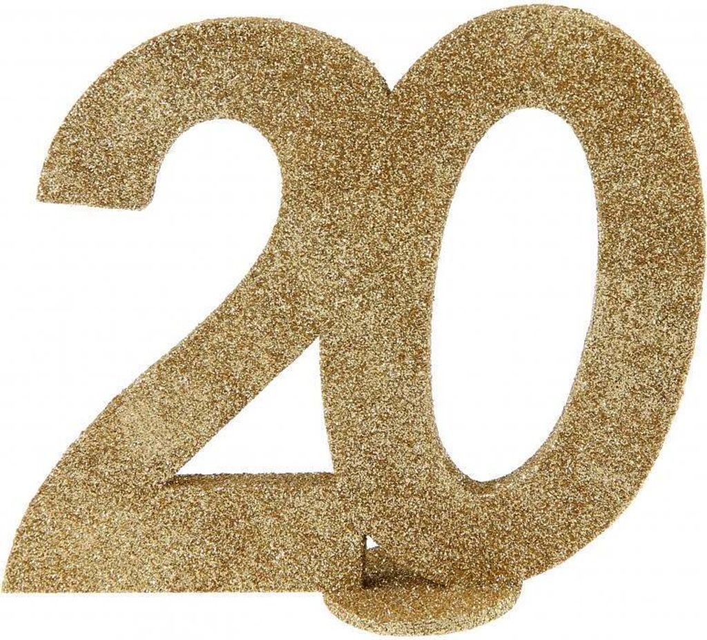 XXL Tischdeko Zahl 20 Geburtstag Gold Glitzer 1 Stück Produktbild 