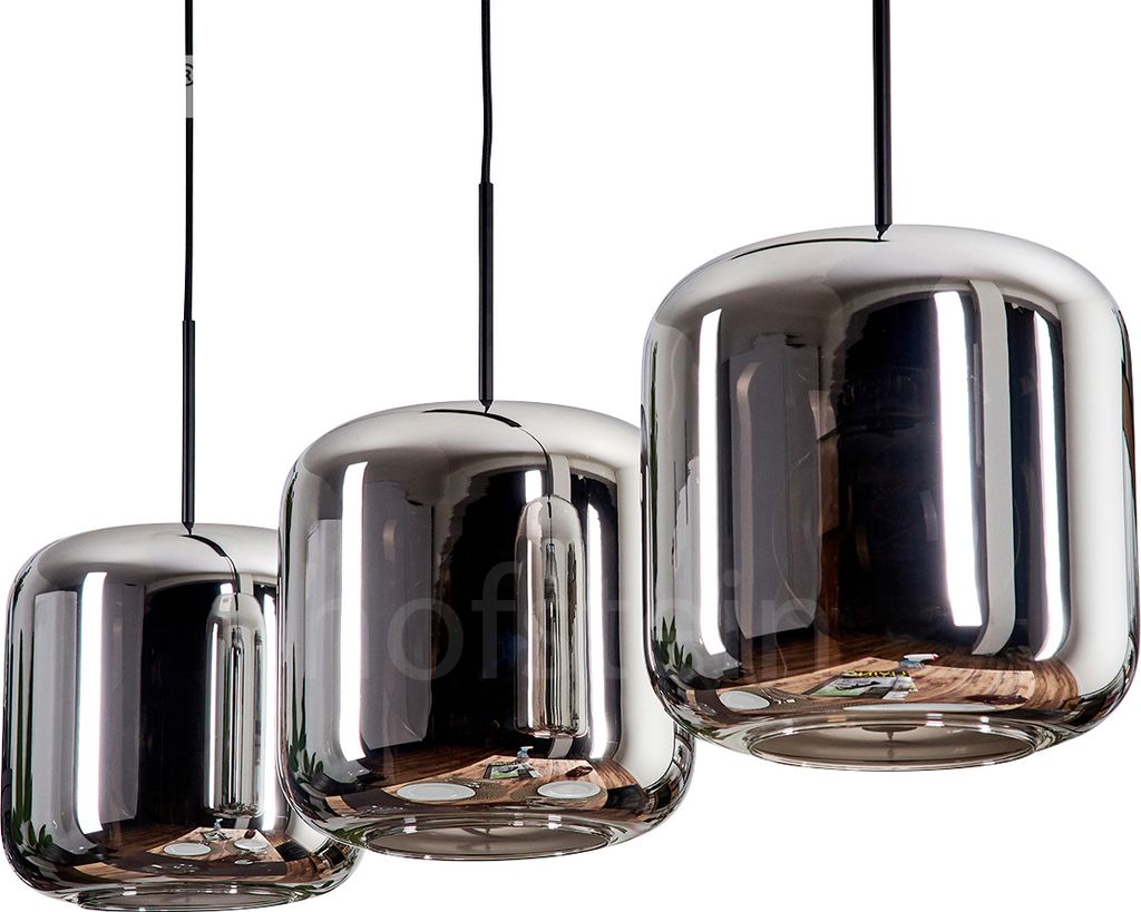 Pernate Hängelampe aus Metall/Glas in Schwarz/Chromfarben