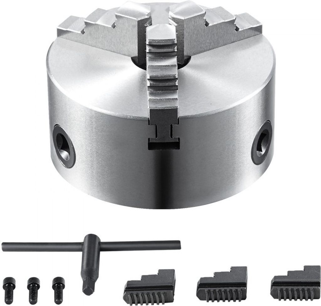 Drehbankfutter K11-160 160mm - Dreibackenfutter HT300-Material - 3-Backenfutter Klemmbereich 3,5–160mm - 3-Backen, 20Cr, ≥53HRC - φ45mm Bohrun...