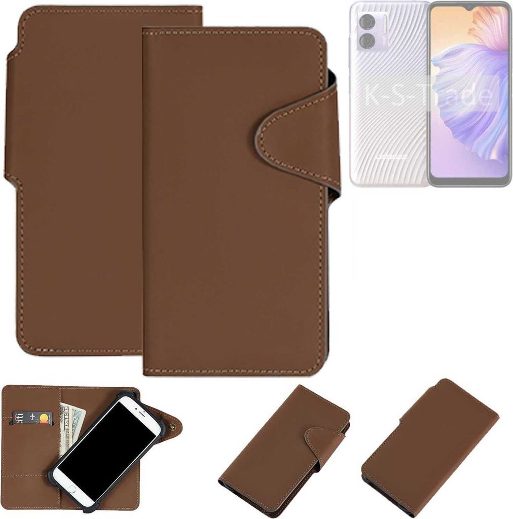 K-S-Trade Schutzhülle Klapphülle Kunstleder kompatibel mit Doogee N50 braun Handy Hülle Wallet Case