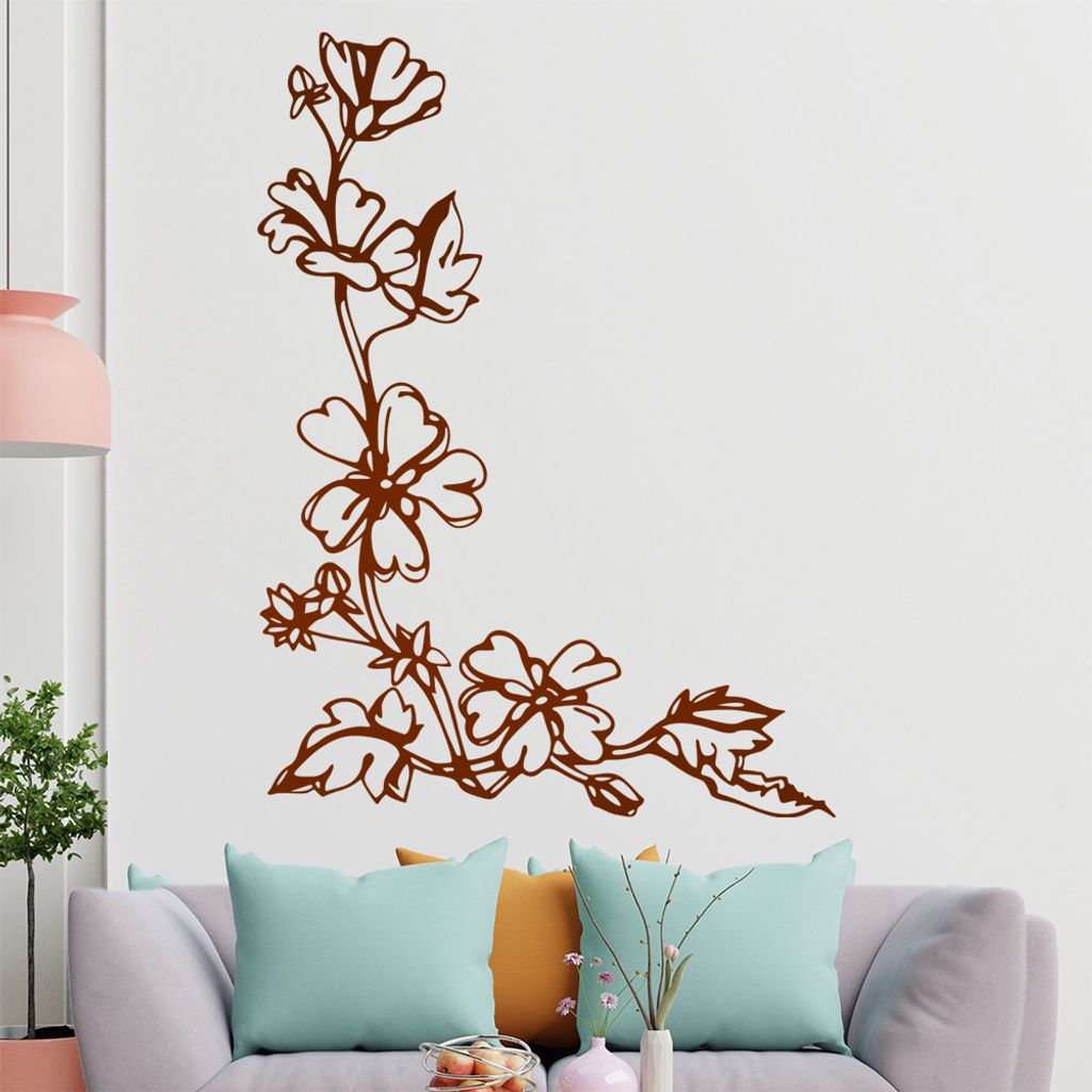 Blumen - Ranken Wandtattoo in 6 Größen - Wandaufkleber Wall Sticker - Dekoration, Küche, Wohnzimmer, Schlafzimmer, Badezimmer