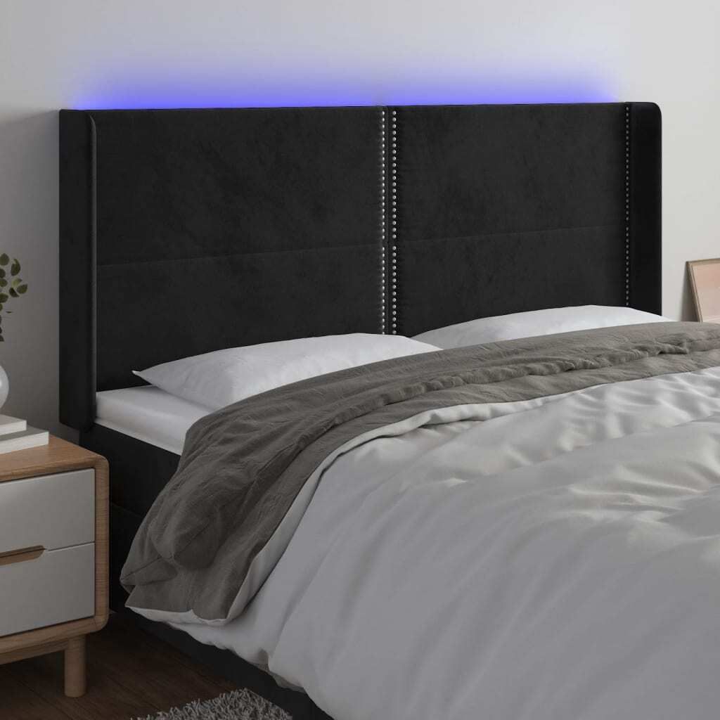 Maison Exclusive - LED Kopfteil Schwarz 183x16x118/128 cm Samt