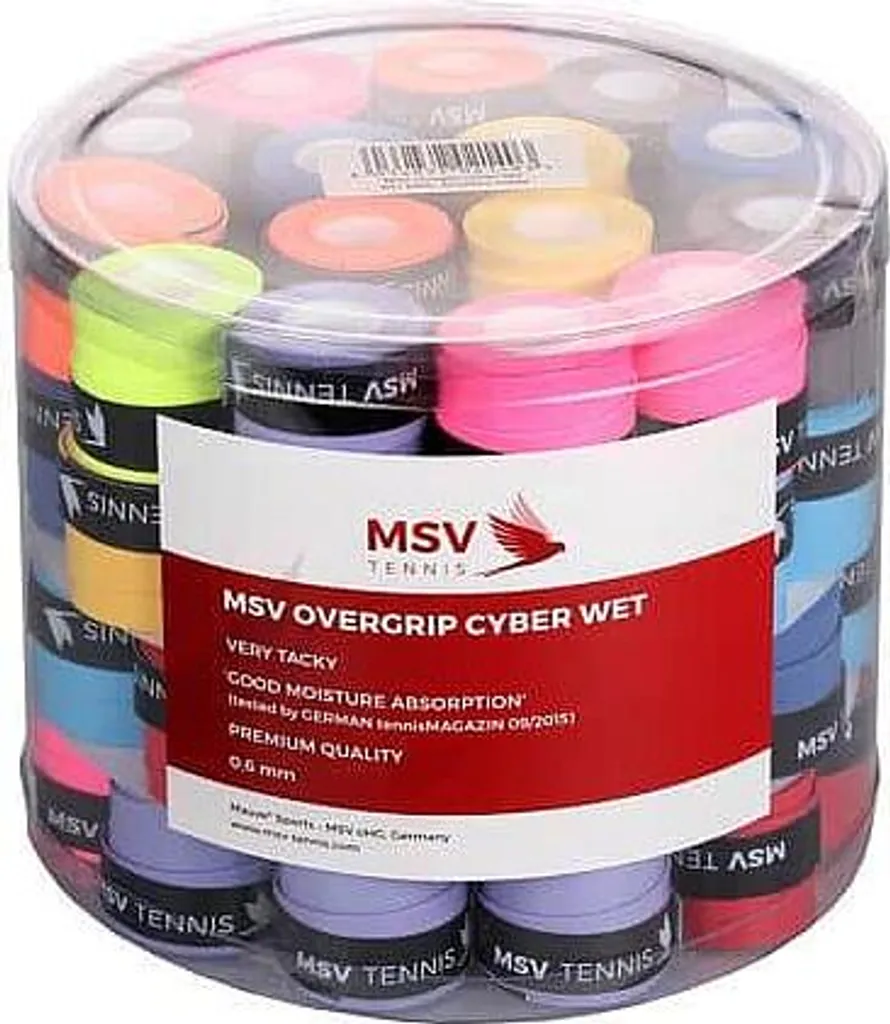 Surgrip Cyber Wet pour Tennis et Squash Epaisseur 0,6 mm Lot de 60