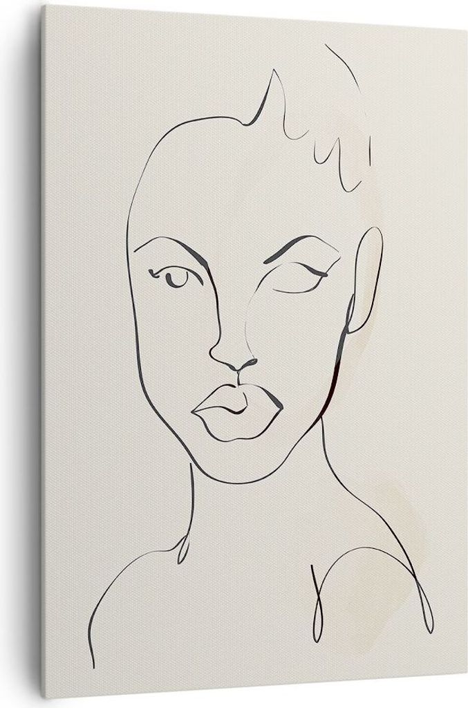 Bild auf Leinwand - Leinwandbild - Einteilig - Porträt Afro Skizze - 70x100cm - Wand Bild - Wanddeko - Wandbilder - Leinwanddruck - Wanddekoration...