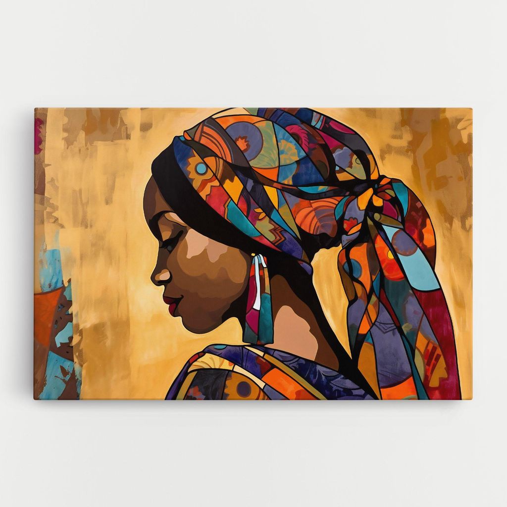 ARTHUB Leinwandbild 70x100 cm, Headscarf Pretty Woman | Wohnzimmerdekoration, Hängende Bilder, Wanddekoration, Heimdekoration, Frauen, Afrikanis...
