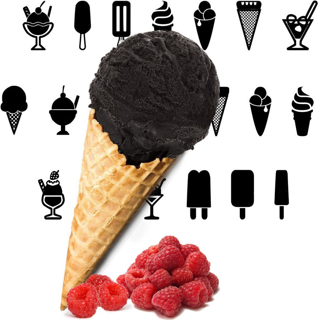 Gino Gelati Eispulver Schwarz mit Himbeere Geschmack – Proteinreiches Eis Pulver – Low Carb, Vegan & Klassisch – 1:3 Mix (Vegan, 1 Kg)