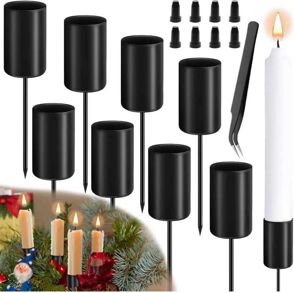 Candelabri Metallo Avvento 11cm - 8 Pezzi per Candele a Bastoncino