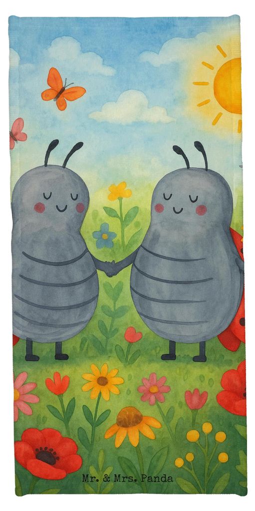 Mr. & Mrs. Panda Strandtuch Sternzeichen Zwilling Design - Weiß - Geschenk, Zwillinge, Glückskäfer, Duschhandtuch, sporthandtuch, Zwillingsbrude...
