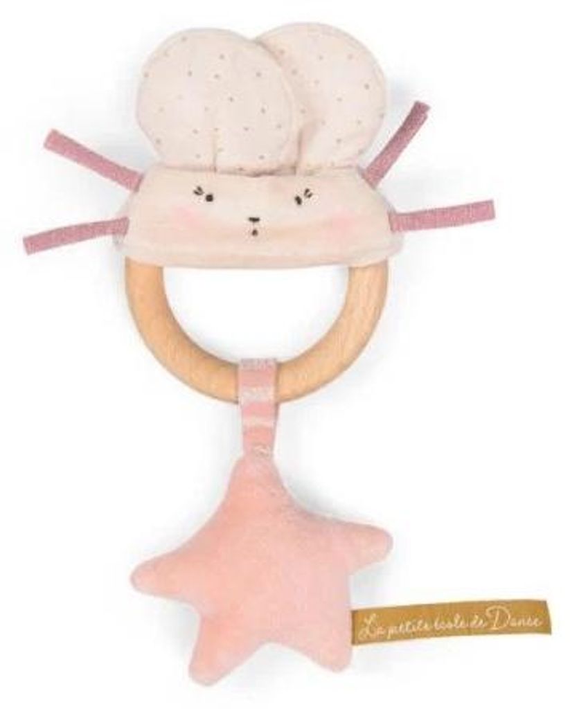 Rassel mit Holzring „Maus“, Moulin Roty