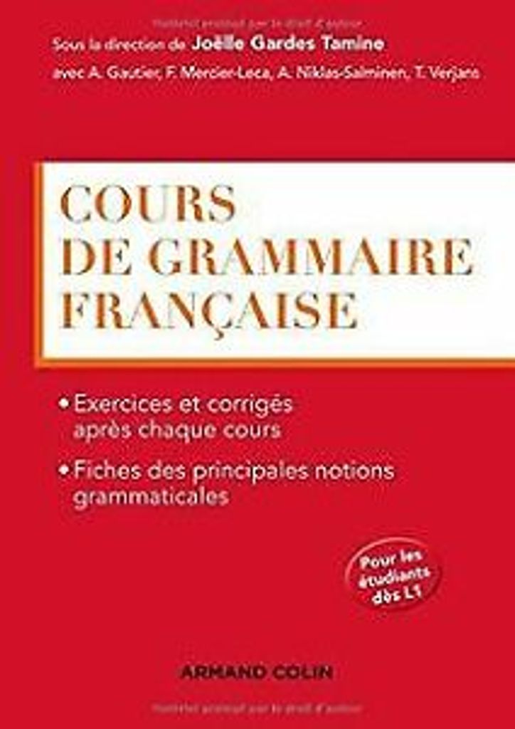 Cours de grammaire française von Gardes Tamine, Joëlle, ... Book