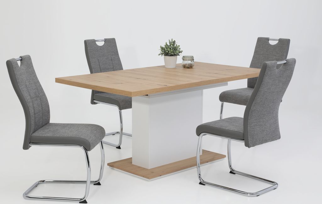 4er Set Schwingstuhl Alina Webstoff Grau - Metallgestell Produktbild 10