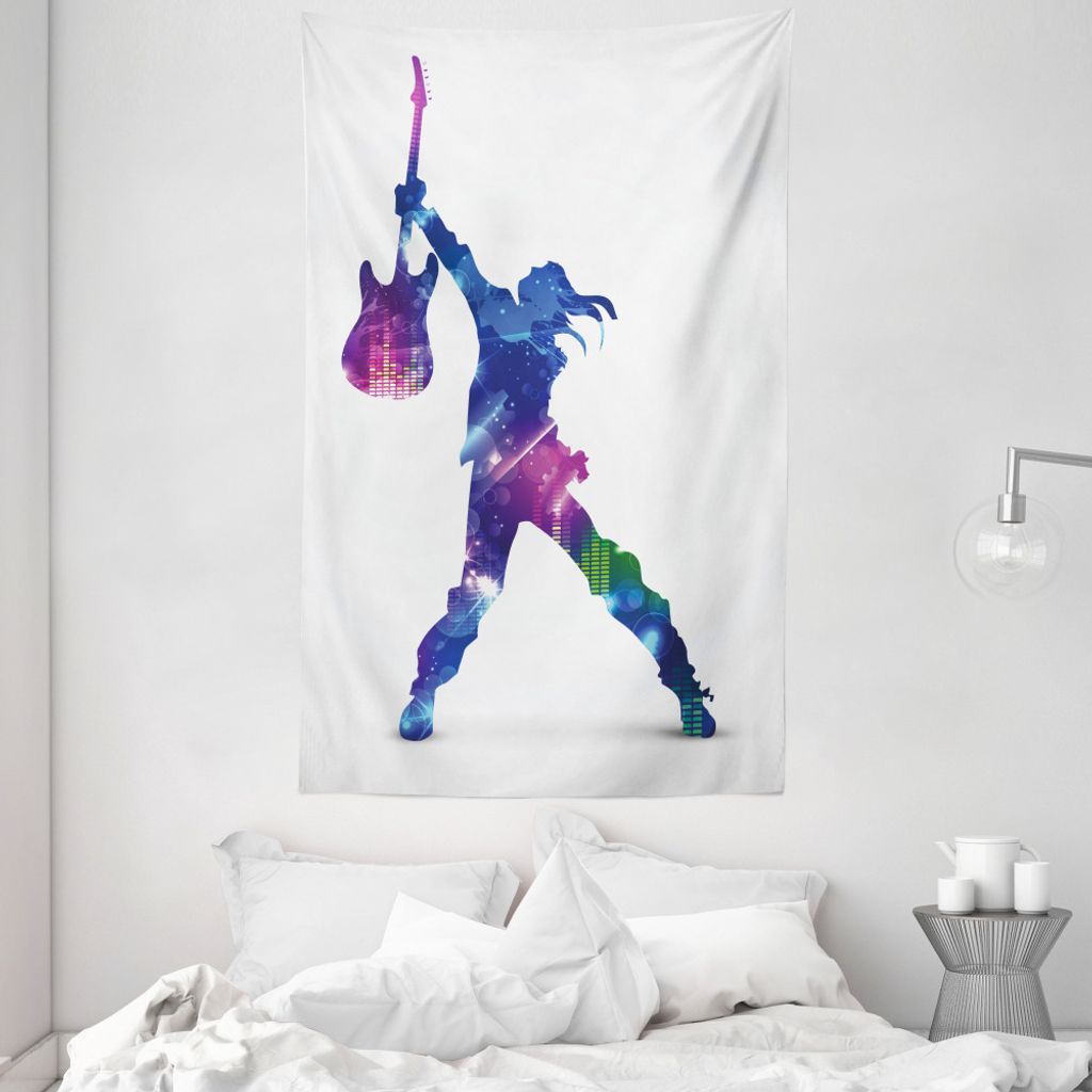 ABAKUHAUS Rockmusik Wandteppich und Tagesdecke, Bunte Party-Stern aus Weiches Mikrofaser Stoff Waschbar ohne Verblassen Digitaldruck, 140 x 230 cm,...