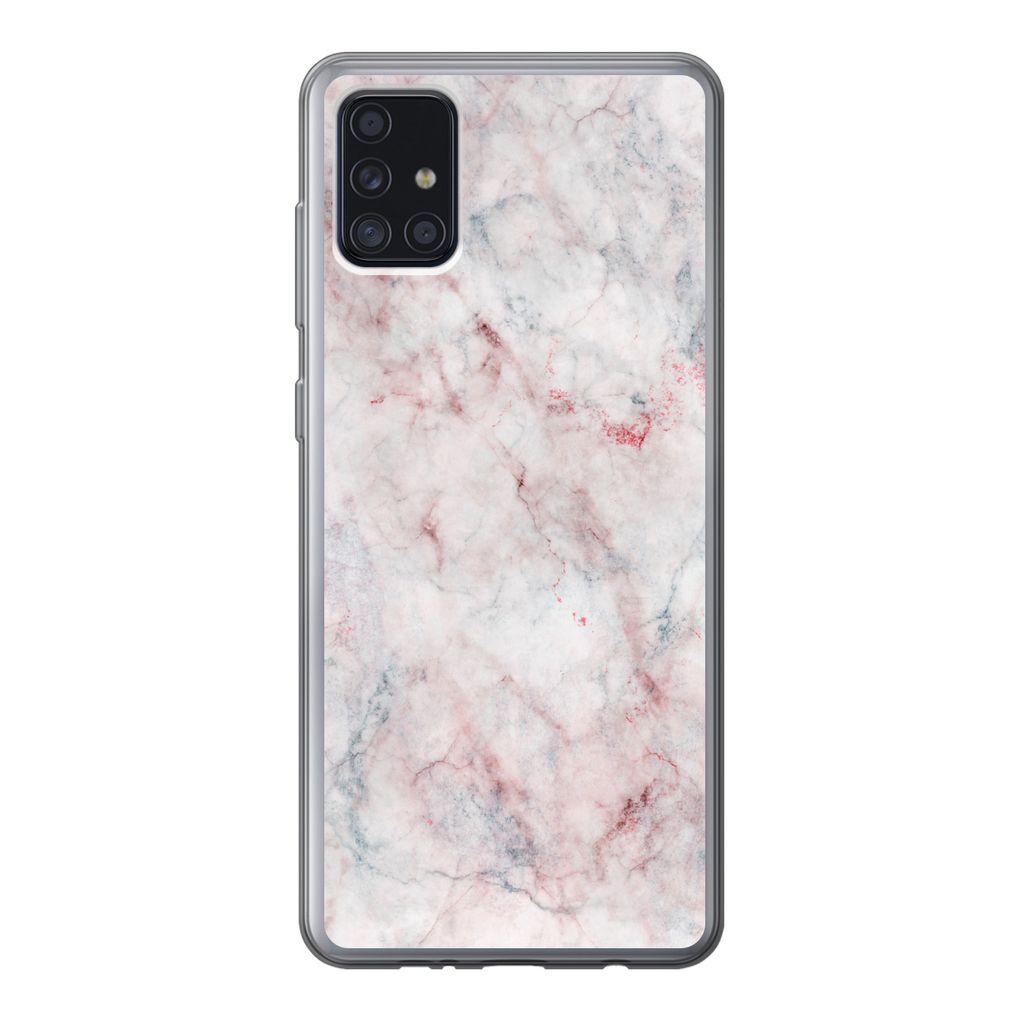 MuchoWow Handyhülle Schutzhülle Hülle für Samsung Galaxy A52 5G Marmor - Rot - Naturstein Silikon Softcase Handy Hülle - Umschlag
