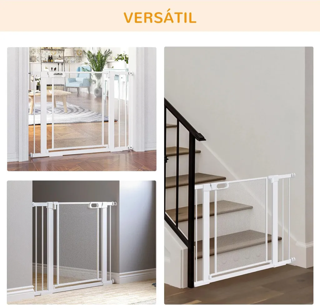 Barrière extensible pour chiens 75-103 cm - Fixation sans perçage Blanc