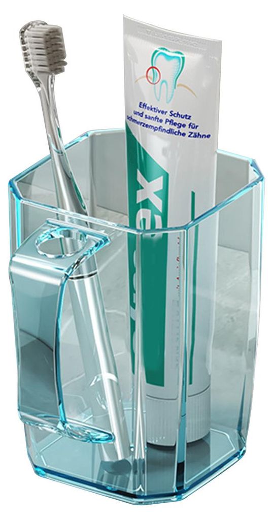 Transparenter Mundspülbecher aus Kunststoff mit Griff, geruchsneutral, leicht zu reinigen, gratfrei, ideal als Zahnbürstenhalter für Zuhause, Ba...
