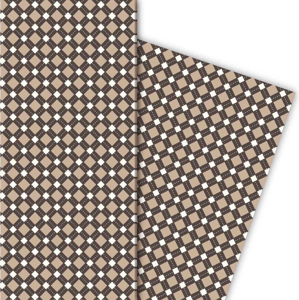 Elegantes Herren Geschenkpapier mit Karos in braun Tönen - Produktbild 