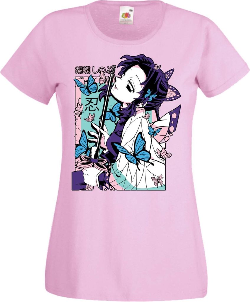Damen T-Shirt Manga Anime Demon Anime Slayer Shinobu Kocho Shinobu, Lady XL / Hellrosa
