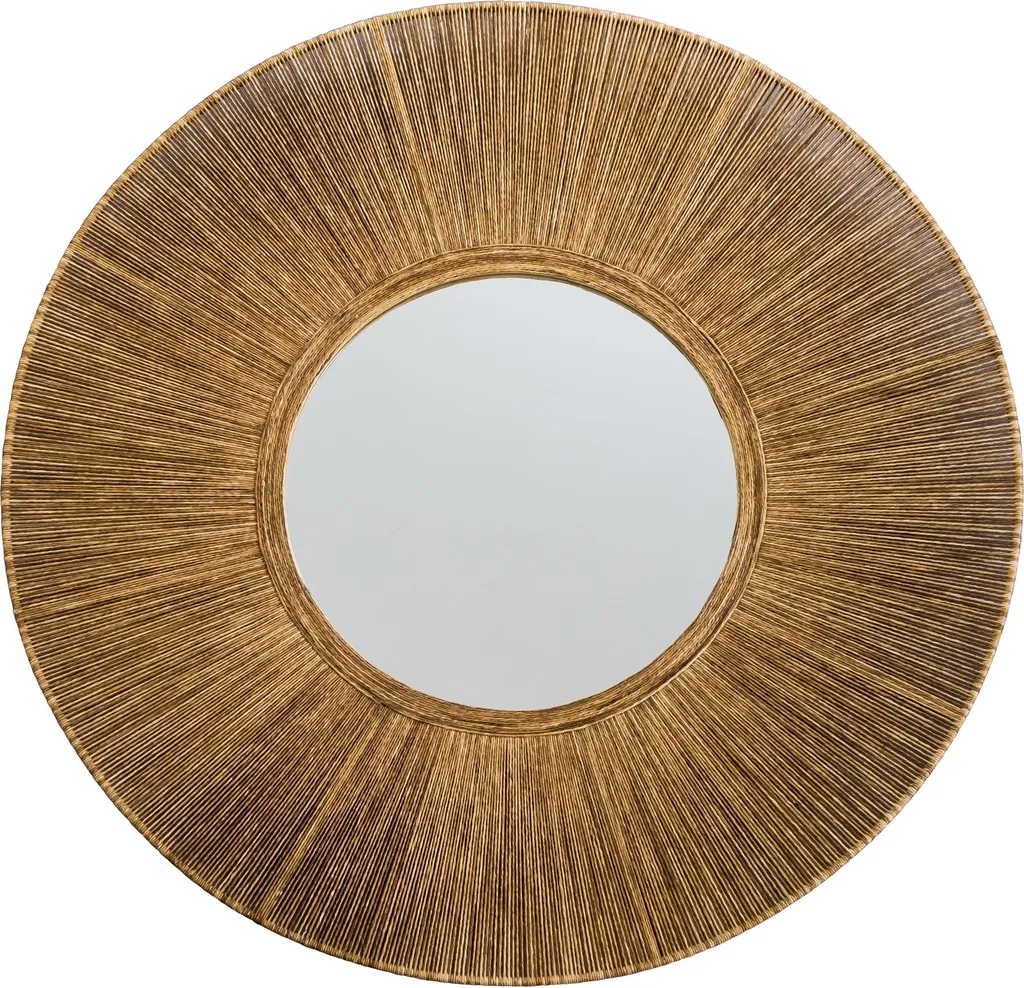 Miroir rond décoratif en fibres naturelles tressées - Style Bohème Chic