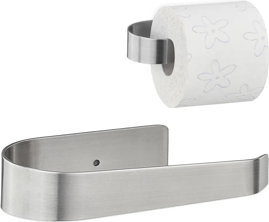 Porte-papier WC en acier inoxydable mat avec fixation adhésive 3M