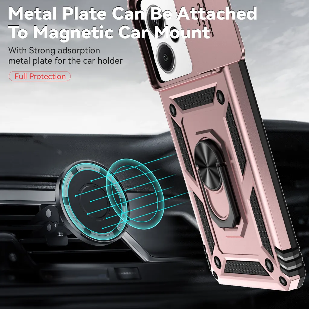 Cover Rosa per Xiaomi Redmi Note 13 Pro 5G con Slide Camera e Anello - 3