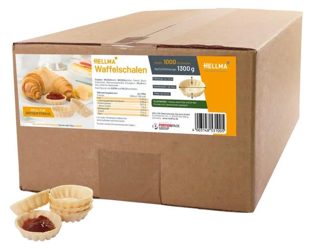 Hellma Waffelschalen für Brotaufstriche, 480 Stk Waffel Produktbild 