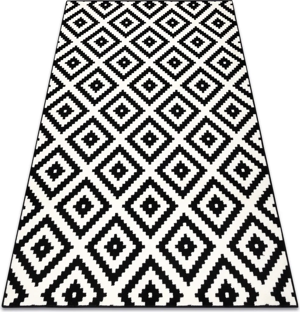 Tapis Géométrique Morad RUTA Noir et Crème - Fibre BCF Durable en 140x200