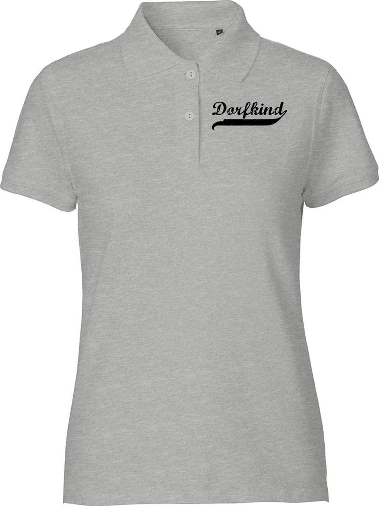 Hellweg Druckerei Graues Polo Shirt Dorfkind Vintage Geschenk Frauen Oberteil Sport Grey Größe XXL Bio Baumwolle Fairtrade Dorfkind Vintage Mitbring