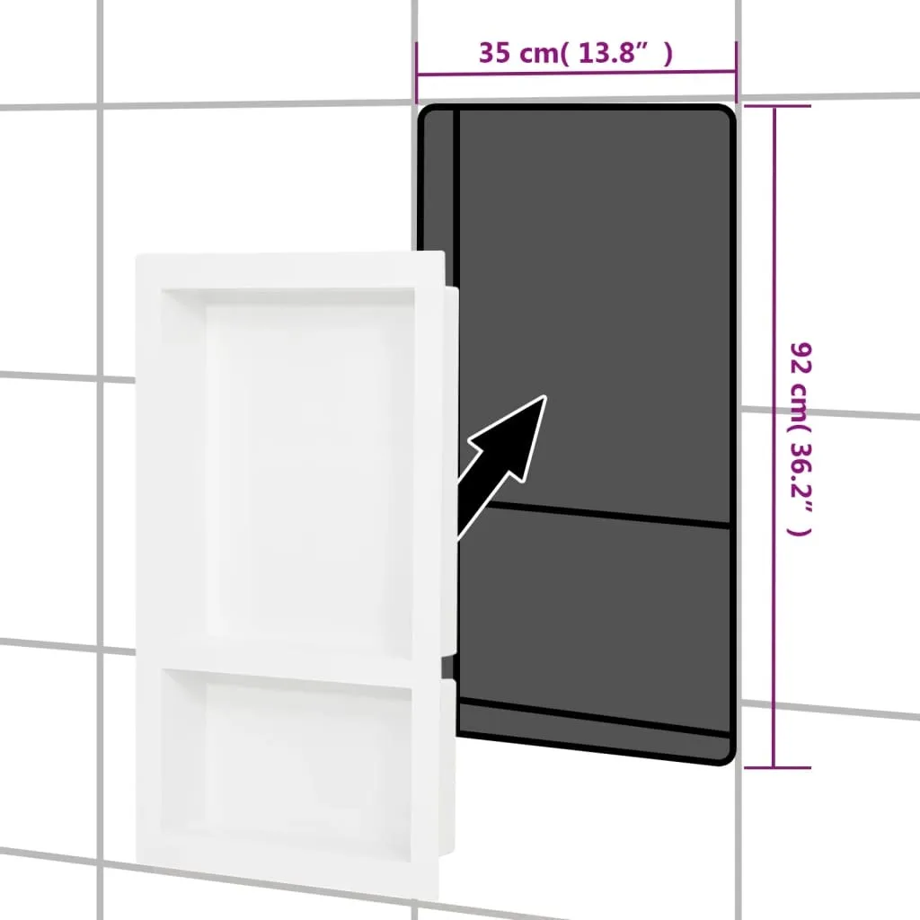 Niche de douche double compartiment blanc brillant 41x69x9 cm
