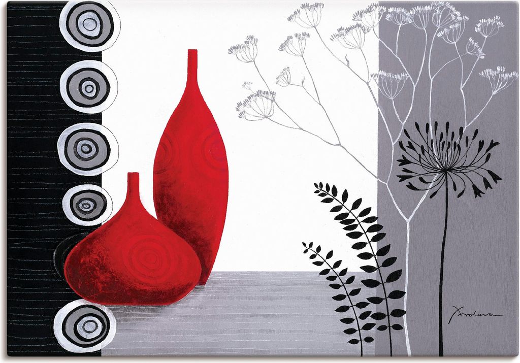ARTland Leinwandbild Rote Vasen Größe: 100x70 cm Produktbild 