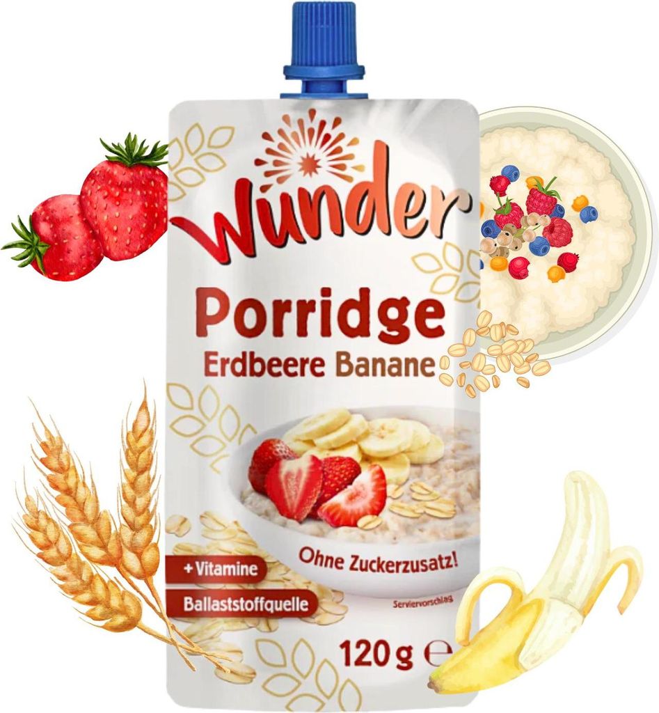 WUNDER Quetschie Erdbeere Banane 120g mit Haferflocken Produktbild 