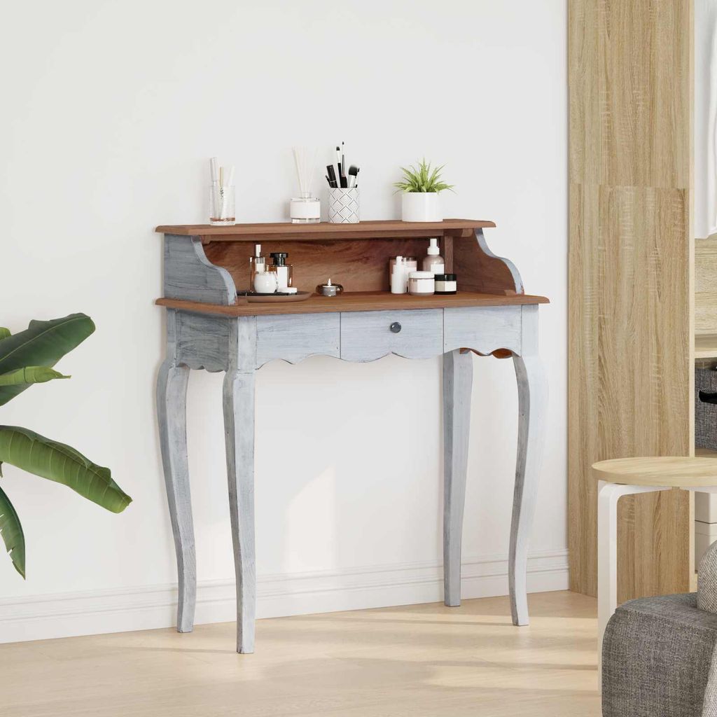 "Winter Sale" Kommoden - Braun Schreibtisch Weiß 80x40x92cm Massives Mahagoni Holz DE4956568